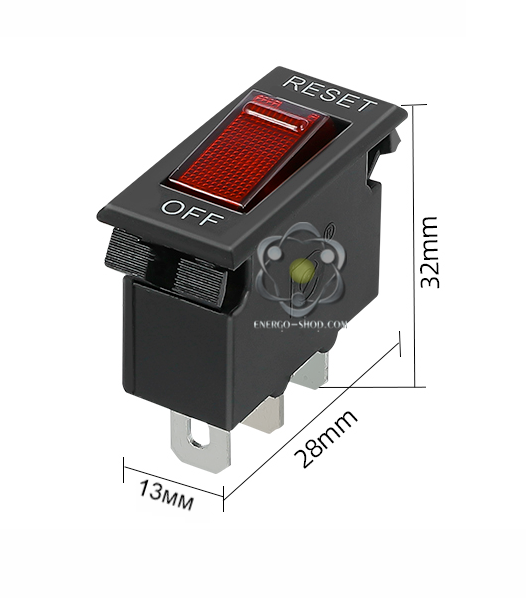 ST-001 10А, 3 pin, 220V, ON-OFF Автоматический выключатель, красная клавиша с подсветкой  (WH-201) 0110 фото
