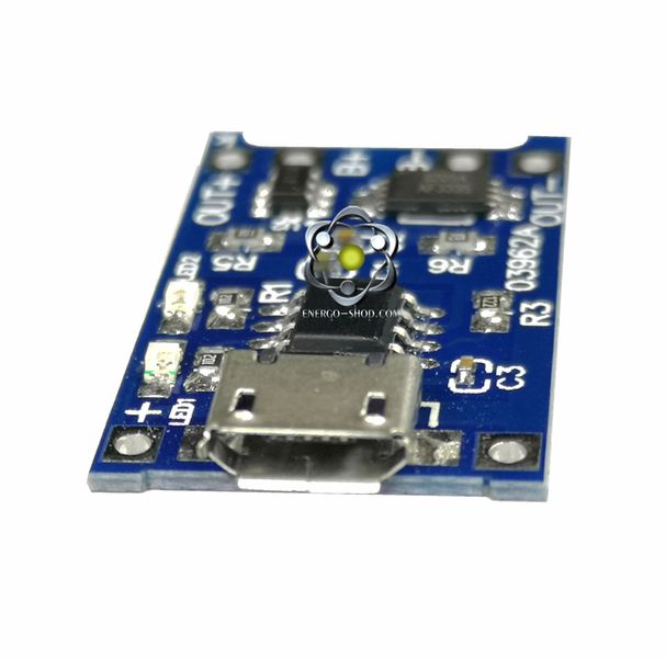 Micro USB модуль зарядки TP4056 із захистом від розряду літій-іонних акумуляторів 1287 фото