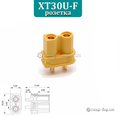 XT30U-F роз'єм (розетка) двох контактний, позолочена мідь 2241 фото