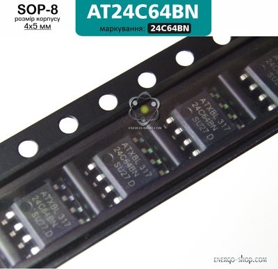 AT24C64BN, SOP-8 мікросхема EEPROM, маркування 24C64BN 9095 фото