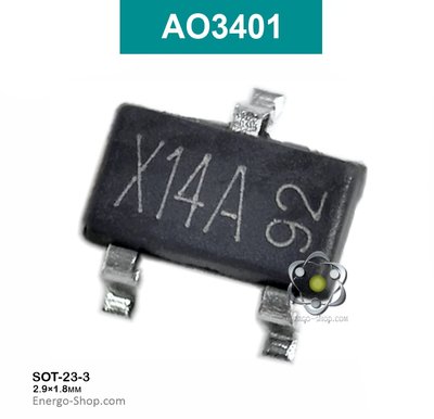 AO3401 - SOT-23-3 P-канальный полевой транзистор, код X14A - 4,2A 30V 3404 фото